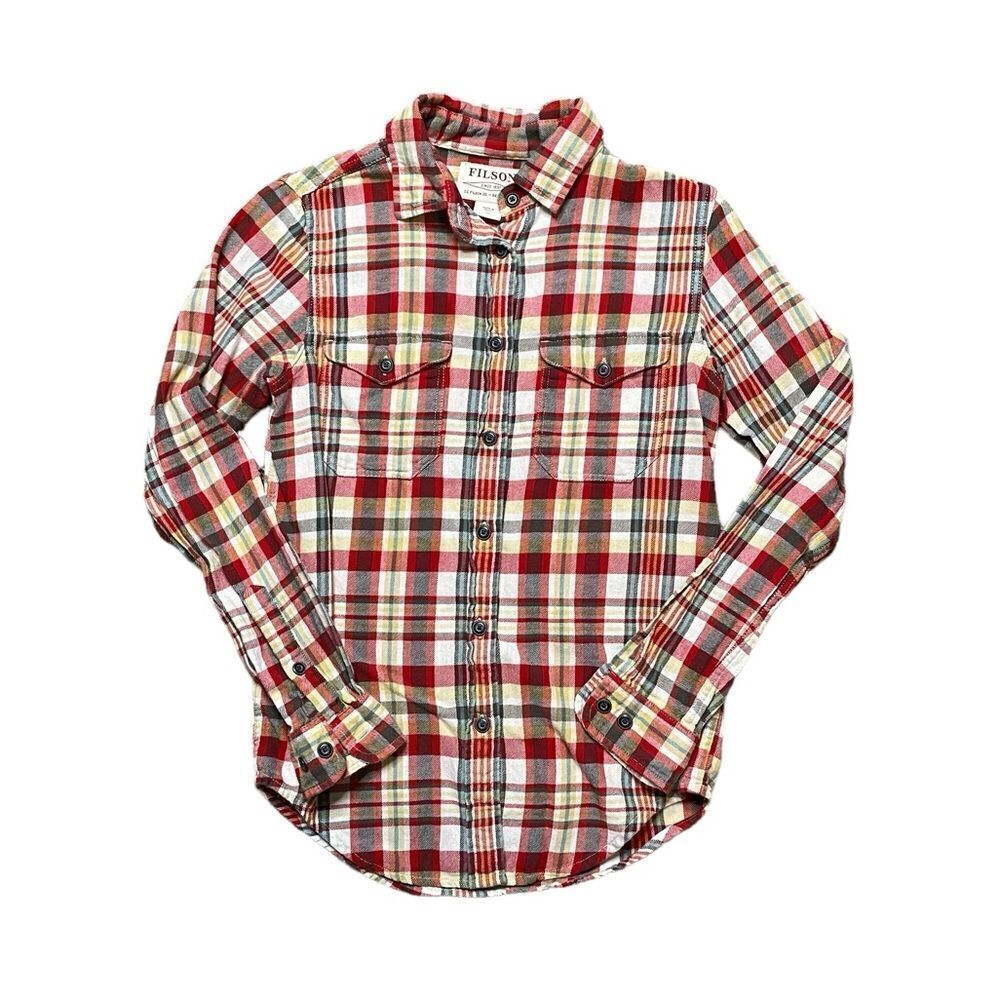 FILSON Women's Scout Guide Flannel Shirt Red White Size XS